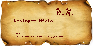Weninger Mária névjegykártya